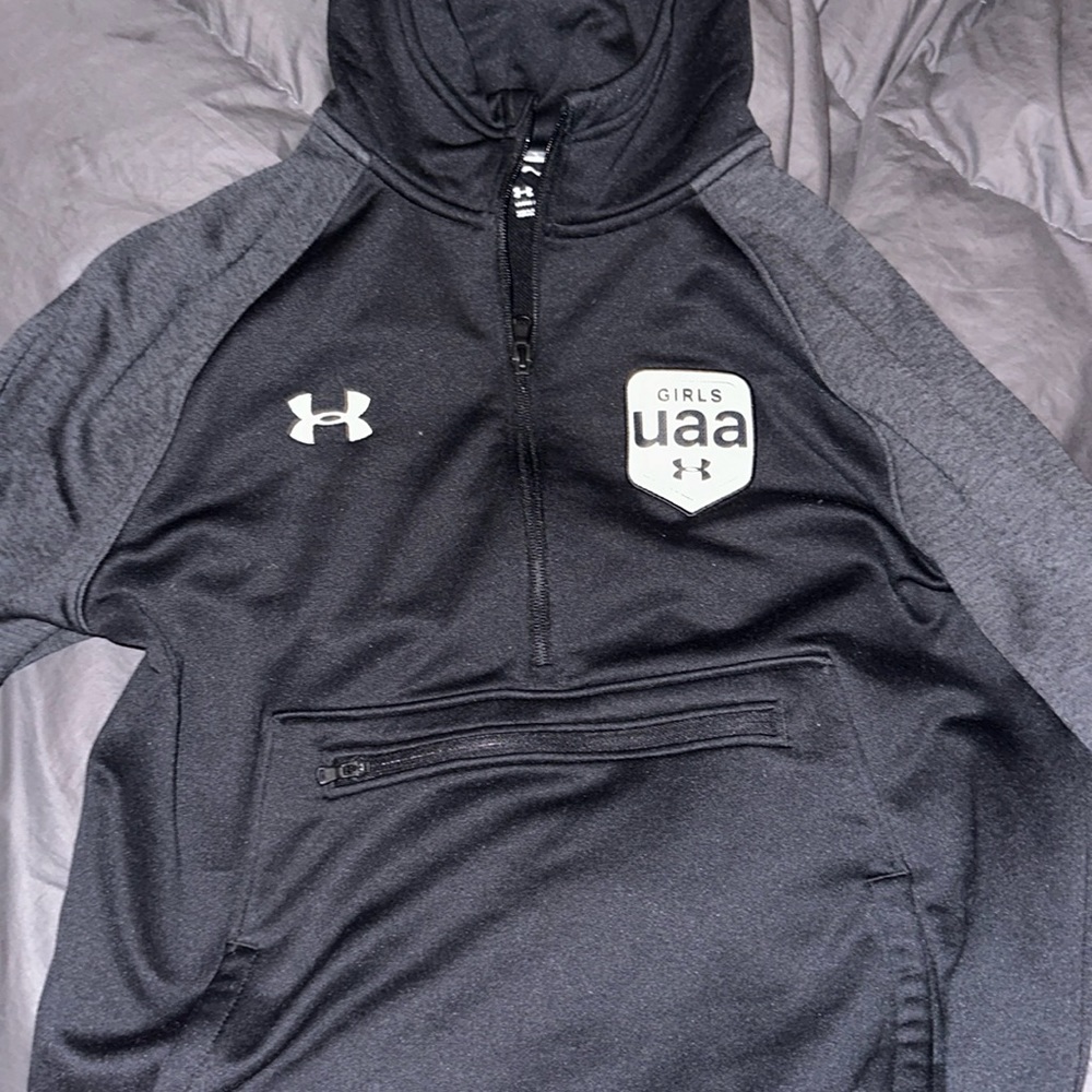 Black UAA girls under armor, hoodie, size small, and women’s